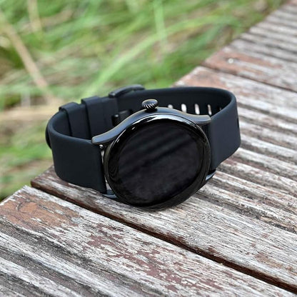 BISONSTRAP Silicone Watch Bands, Slim Watch Straps with Quick Release, 21mm, Black with Black Buckle