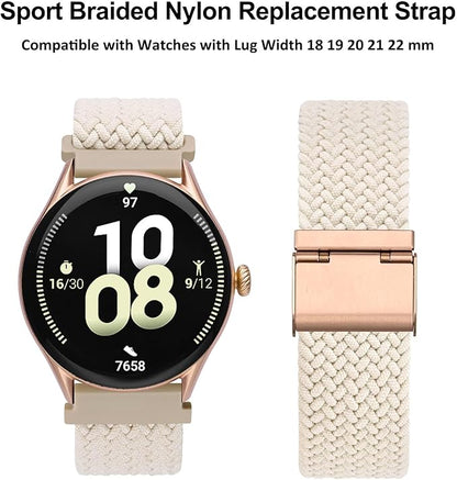 WOCCI 18mm Braided Nylon Watch Band for Men and Women, Quick Release, Rosegold Stainless Steel Buckle (Starlight)