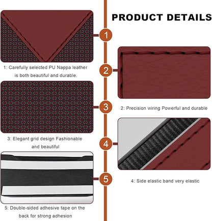 Car Sunglasses Case, PU Leather Pocket Self-Adhesive Storage Pouch for Vehicle Door Window Console, Multifunctional Vehicle Interior Organizer for Glasses Phones Wallets Keys (Wine Red)