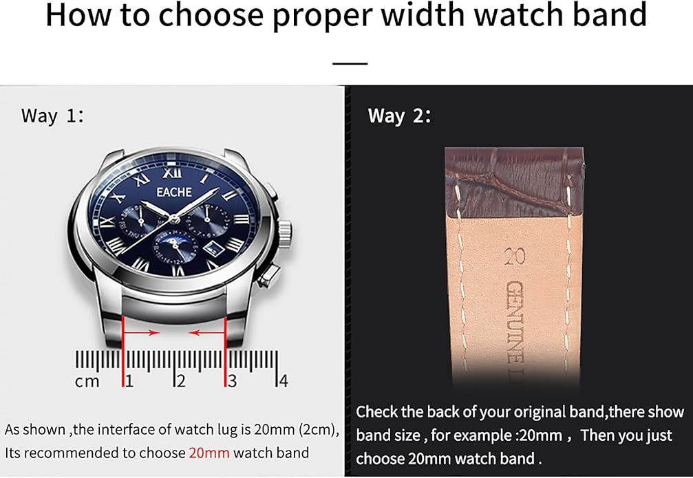 EACHE Croco Design Leather Watch Bands for Men Women,Quick Release Strap with Butterfly Deployment Buckle 18mm 19mm 20mm 21mm 22mm 23mm 24mm