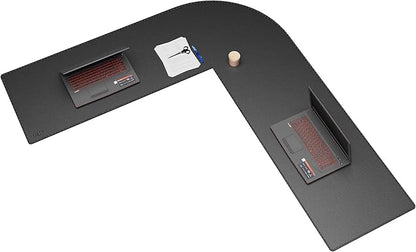 Cacoy 66.9" x 61.8" x 19.7" Black PU Leather L Shaped Desk Pad Blotter, 67-inch Large Corner Computer Table Mat for Home Office Workspace, Waterproof Executive Office Desk Protector L-Shaped Mouse Pad