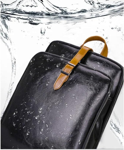 Business leather backpack casual laptop backpack