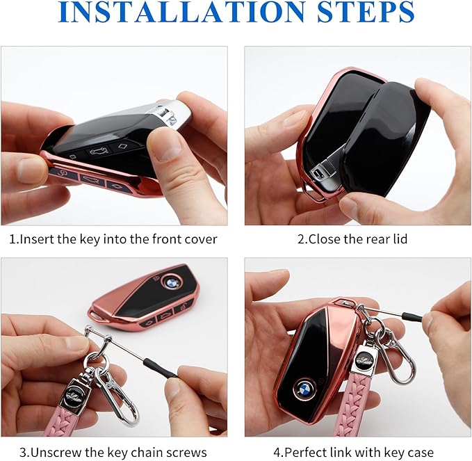 Creativity Advanced soft TPU key Cover Suitable for BMW 2023-2026 New 5 7 Series iX XM IX3 i7 X1 X5 X6 X7 key (Pink Combination)