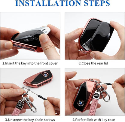 Creativity Advanced soft TPU key Cover Suitable for BMW 2023-2026 New 5 7 Series iX XM IX3 i7 X1 X5 X6 X7 key (Pink Combination)