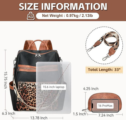 AGLOD Vegan Leather Laptop Backpack for Women 15.6 Inch Work Backpack Purse for Travel College