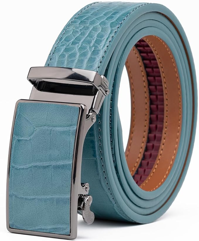 Fabio Valenti Mens Belt,Ratchet Belt Dress with 1 3/8" Genuine Leather with Easier Adjustable Buckle, Trim to Fit