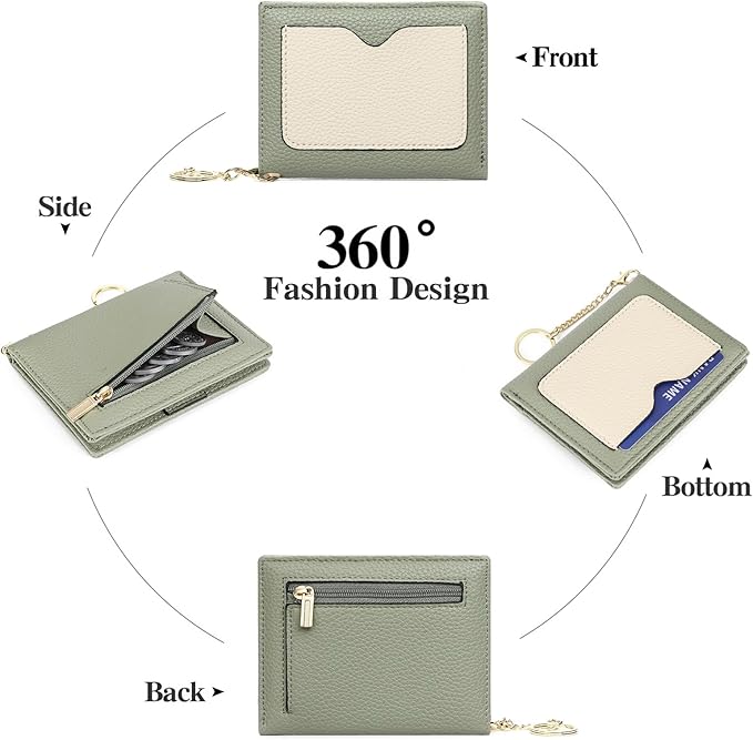 GAEKEAO Wallet Women RFID Blocking Small Bifold Vegan Leather Ladies Mini Purse with ID Window Zipper Change Pocket
