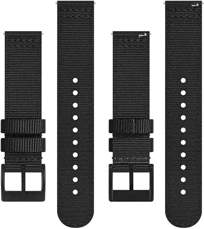 BISONSTRAP Men’s Nylon Watch Bands, Two-Piece Military Watch Straps, Quick Release, Brushed Buckle, Band Width 18mm 19mm 20mm 22mm