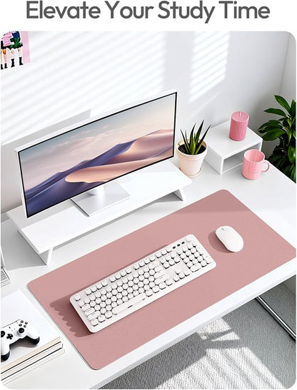 YSAGi Leather Desk Protector, Office Mat, Large Mouse Mat, Non-Slip PU Leather Blotter, Laptop Desk Pad, Waterproof Writing Pad for Office and Home (Pale Mauve, 23.6" x 13.8")