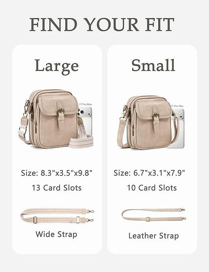 Crossbody Bag for Women Men, Vegan Leather Anti-Theft Messenger Shoulder Bag, Vintage Cross Body Purse with Card Slots
