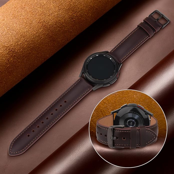 Vancle Quick Release Genuine Leather Watch Band 20mm 22mm Watch Strap, Top Grain Leather Watch bands for Men Women