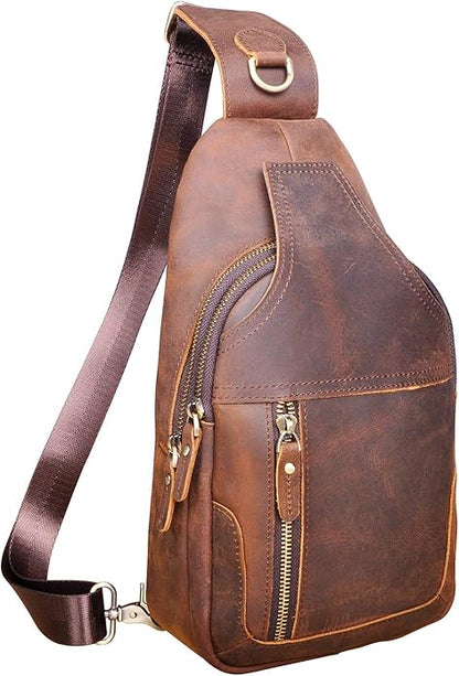 Le'aokuu Men Fashion Casual Tea Designer Travel Hiking Crossbody Chest Sling Bag Rig One Shoulder Strap Bag Men Leather 8015 | Fashion, Casual, Tea, Designer, Travel, Hiking