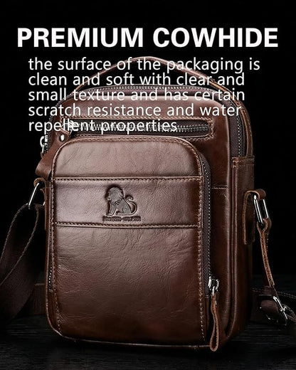 Men's Vinatge Leather Crossbody:Compact with Organized Pockets,Stylish & Functional for Everyday Carry