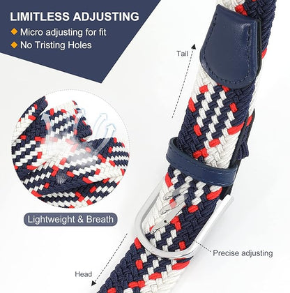 XZQTIVE Braided Belt Stretch Belt for Men and Women Multicolored Woven Golf Belt Elastic Jean Belts
