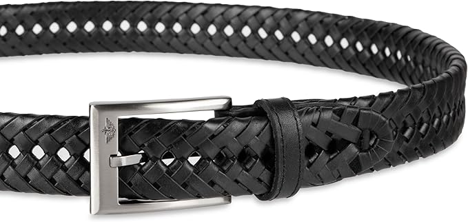 DOCKERS Men's Braided Leather Belt, Fully Adjustable Casual Strap for Everyday Wear