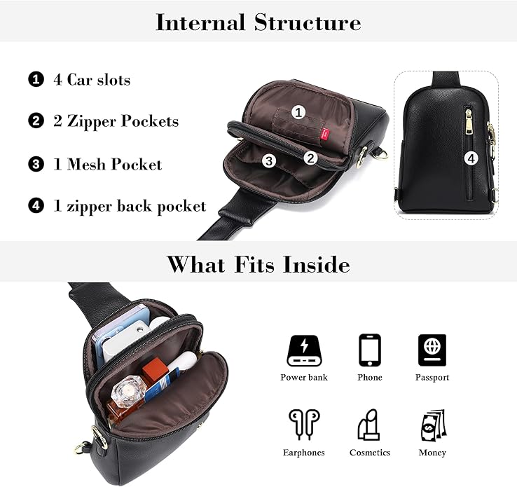INICAT Small Sling Bag for Women Everyday & Travel Crossbody Bags Lightweight Cross Body Purses Vegan Leather