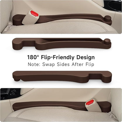 Givifive Car Seat Gap Filler Set of 2, 3IN1 Seat Side Gap Filler Plug with Storage Slot & Hook Function, Soft Foam Universal Fit Car SUV Truck Fill Gap Between Seats Console Organizer（Narrow Brown）