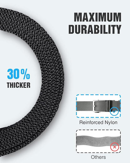 CHAOREN Nylon Ratchet Belts for Men - Adjustable Casual Work Belt with Slide Buckle - Trim to Fit