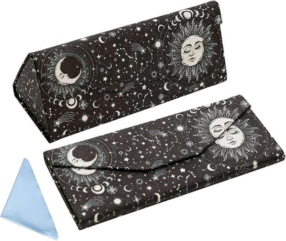 Foldable Glasses Case, Magnetic PU Leahter Sunglasses Case, Cute Hard Shell Folding Eyeglass Cases for Women Kids