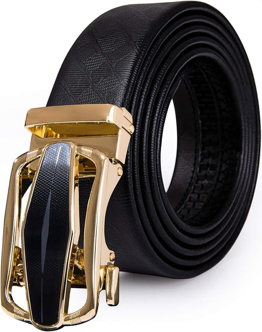 Barry.Wang Mens Belts Leather Ratchet Automatic Buckle Slide Click 1 3/8" Designer Dress Fashion Classic Casual Work Business