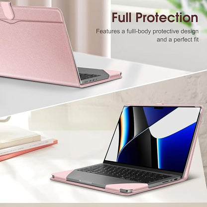 Fintie Sleeve Case for MacBook Pro 14 Inch A3427 A3426 A3434 A3401 A3185 A3112 A2992 A2918 A2779 A2442 (2026-2021), PU Leather Folio Cover for MacBook Pro 14" M5/M4/M3/M2/M1, Rose Gold