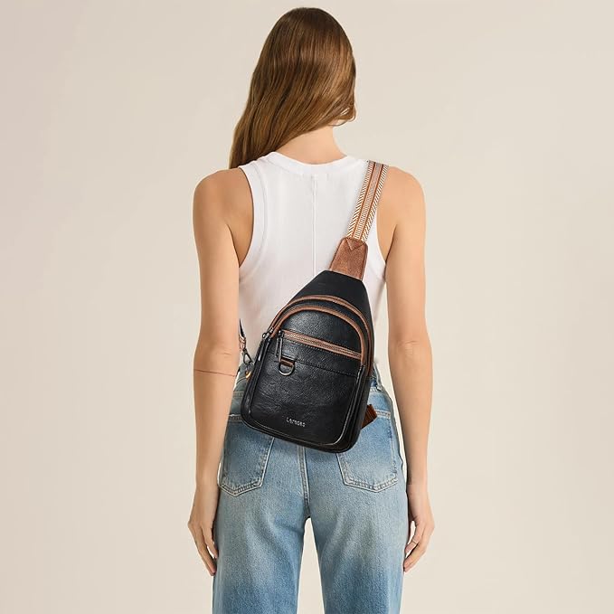 Leresas 7L Sling Bag for Women Men Vegan Leather Crossbody Bags Fanny Pack Purse Backpack Over Shoulder Bag Travel Anti Theft