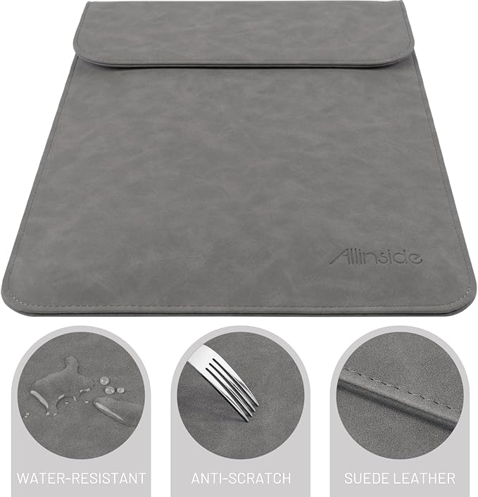 Allinside 13-13.3 inch Laptop Sleeve Case for MacBook Pro 14 2021-2026/MacBook Air 13 2010-2017/MacBook Pro 13 2010-2015, Waterproof PU Suede Leather Laptop Protective Vertical Case Cover, Gray