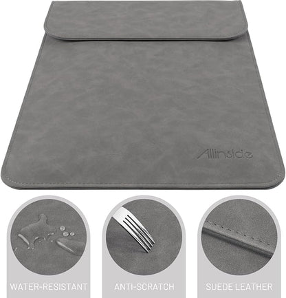 Allinside 13 inch Laptop Sleeve Case for MacBook Neo A18 Pro/MacBook Air 13 2018-2026/MacBook Pro 13 2016-2022, Waterproof PU Suede Leather Laptop Sleeve Bag Protective Vertical Case Cover, Gray