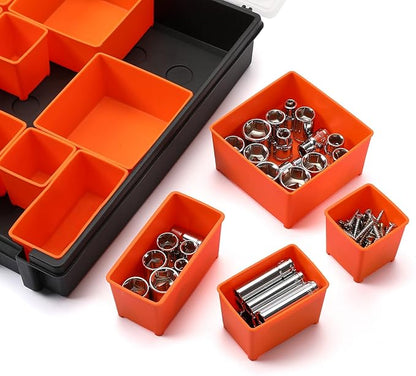AIRTOON 2PCS Multi-Purpose Toolbox, Professional Organizer with 22 Bin Compartments, Box Organizer for Hardware, Screws, Bolts, Nuts, Nails, Tools, Arts