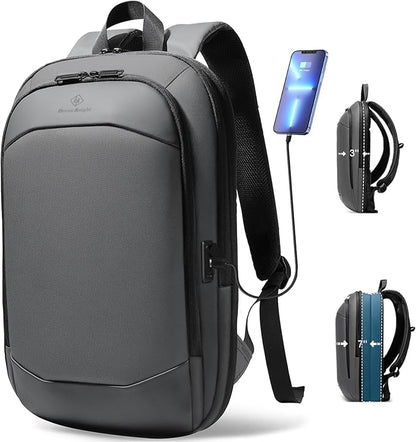 hk Business Backpack for Men 17 Inch,Slim & Expandable Waterproof Travel Laptop Backpack with USB Charger Port (Dark Grey)