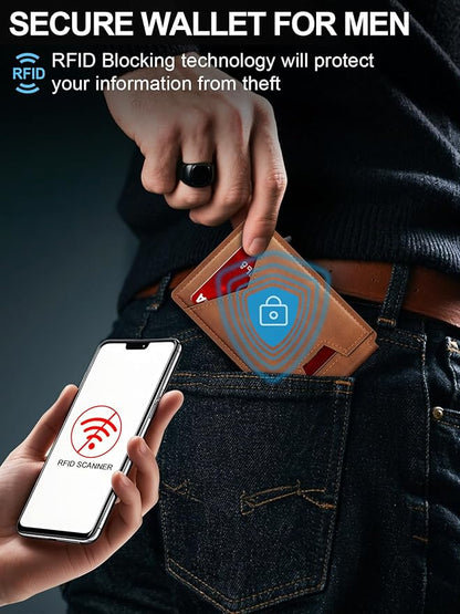 GHUKY Wallet for Men RFID Wallet with Money Clip, Slim Pop Up Card Holder for 10-12 Cards, Minimalist Smart Credit Card Case with ID Window, Bifold Metal Wallet for Front Pocket, Gifts for Men
