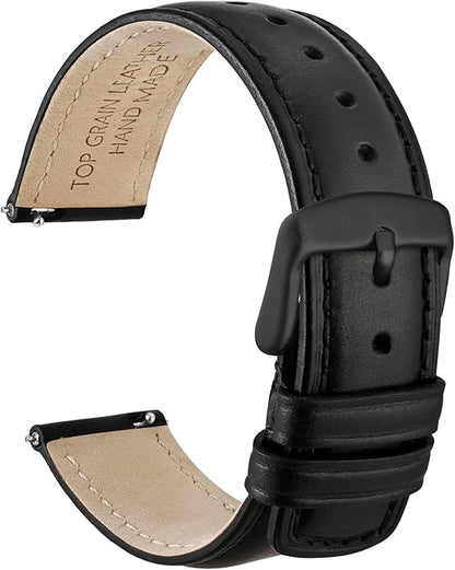WOCCI Quick Release Watch Band, Distressed Genuine Leather, Stainless Steel Buckle, Strap Width 18mm 19mm 20mm 22mm 24mm