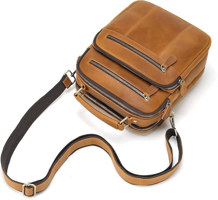Jack&Chris Leather Messenger Bag for Men, Man Purse Crossbody Bags for Work Business