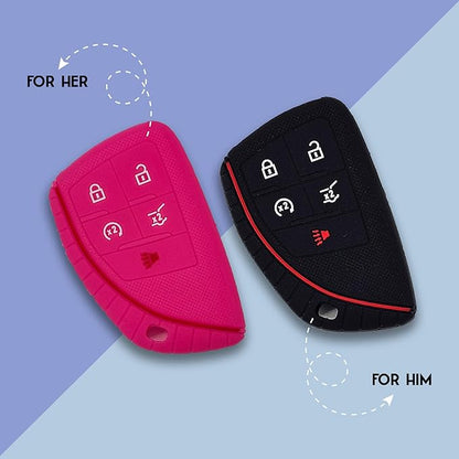 Autobase Silicone Key Fob Cover for 2022 2023 2024 2025 2026 Equinox Silverado 1500 GMC Sierra 1500 | 2024 2025 Silverado Sierra 2026 2500HD 3500HD | 2-Pack in Black & Pink