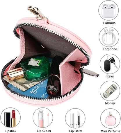 FALAN MULE Coin Purse Small Leather Pouch Wallet Round Zipper Change Pouch for Women