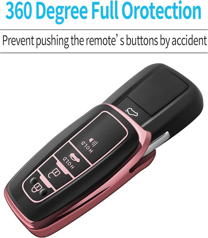Tukellen for Toyota Key Fob Cover with Keychain,Special Soft TPU Key Case Protector for 2019-2025 RAV4 2020-2022 Highlander Corolla Prius,2018-2024 Camry Avalon C-HR GT86-Pink