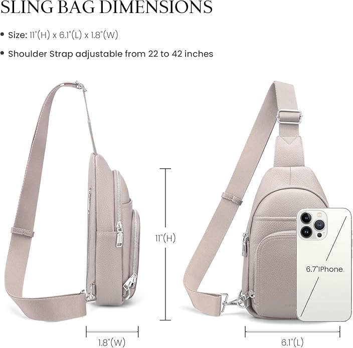 befen Genuine Leather Small Crossbody Sling Bags for Women Anti-Theft Fanny Packs Chest Bags Purse with Built in RFID Wallet