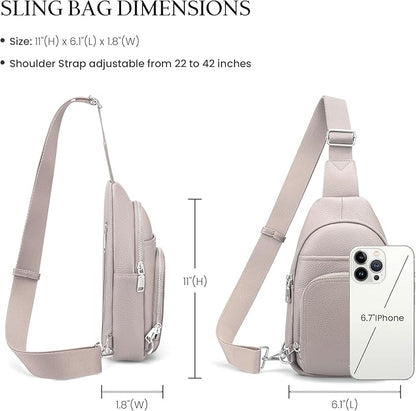 befen Genuine Leather Small Crossbody Sling Bags for Women Anti-Theft Fanny Packs Chest Bags Purse with Built in RFID Wallet