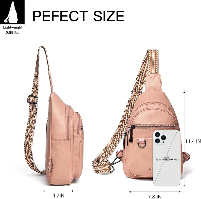 Leresas 7L Sling Bag for Women Men Vegan Leather Crossbody Bags Fanny Pack Purse Backpack Over Shoulder Bag Travel Anti Theft