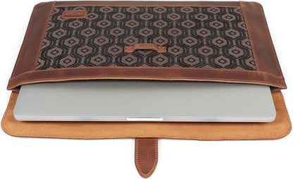 LONDO Leather Sleeve Compatible with MacBook Pro 14 & Air 13-13.3 Inch (M5, M4, M3, M2, M1, Pro, Max) & iPad Pro 12.9, Premium Top Grain Leather Laptop Bag, Cinnamon 2020 to 2026 Models