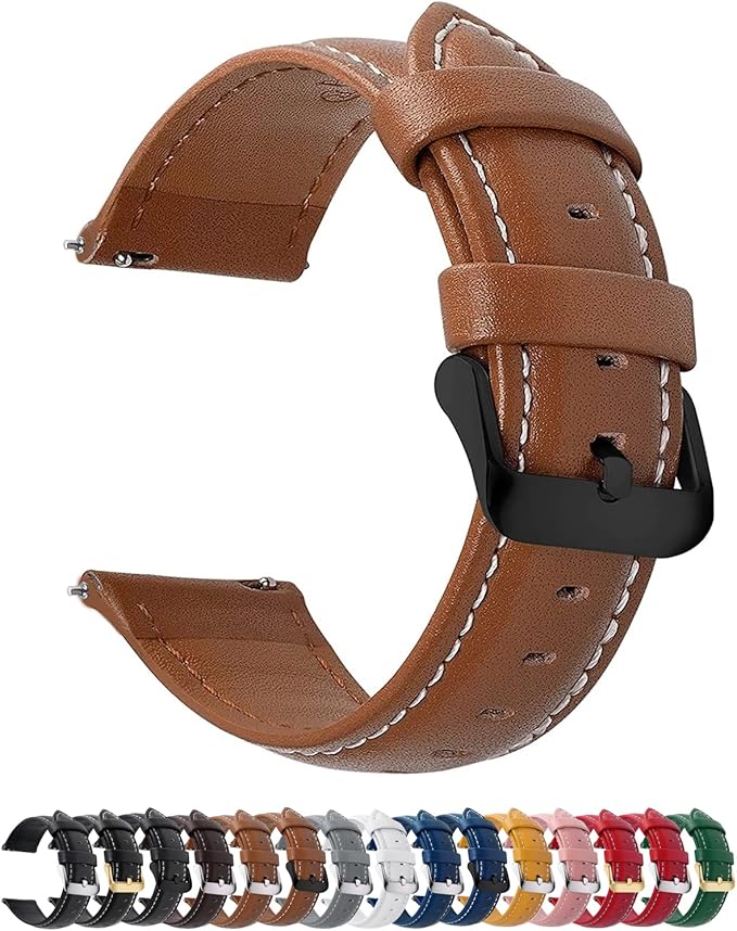 Fullmosa Watch Band, Quick Release Leather Watch Strap for Men Women, Replacement Bands Width 12mm 14mm 16mm 18mm 19mm 20mm 21mm 22mm 24mm