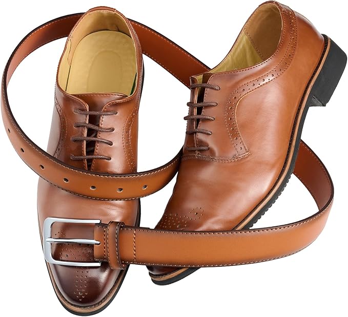 Bighake Men's Genuine Leather Dress Belt, Handmade Leather Jeans Belt for Men Work Business and Casual