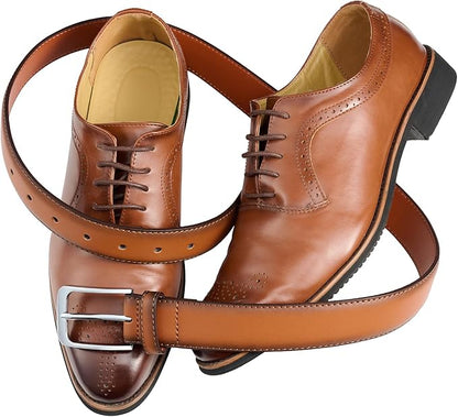 Bighake Men's Genuine Leather Dress Belt, Handmade Leather Jeans Belt for Men Work Business and Casual