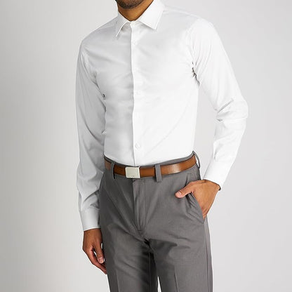 Calvin Klein Men's Plaque Buckle Belt - Casual Modern Style With Logo Detail for Jeans and Dress Pants