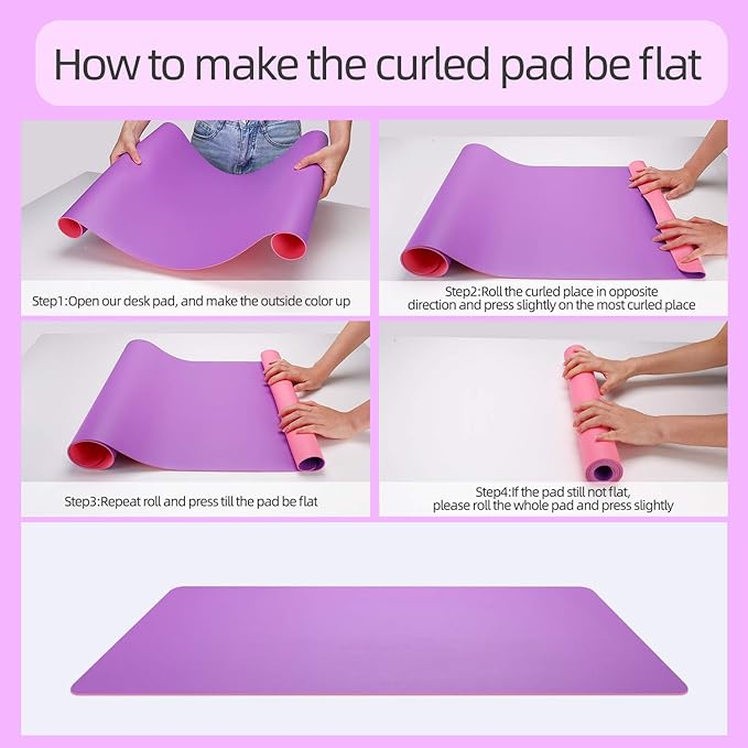 YSAGi Desk Mat, Mouse Pad,Waterproof Desk Pad,Large Mouse pad for Desk, Leather Desk Pad Large for Keyboard and Mouse,Dual-Sided Mouse Mat for Office (23.6" x 13.7", Aconite Violet+Eosine Pink)