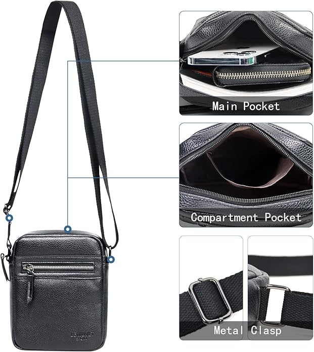 Small/Medium Crossbody bag for men shoulder bag mens purse satchel leather messenger bag gift man