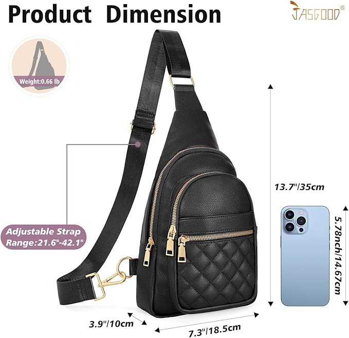 Sling Bag for Women Crossbody Leather Fanny Packs Chest Bag Fashion Sling Backpack Travel JASGOOD