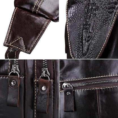 Leather Sling Bag Crossbody Backpack for Men Women Travel Outdoor Hiking Camping Shoulder Chest Pack Work Office Casual Pouch Daypack