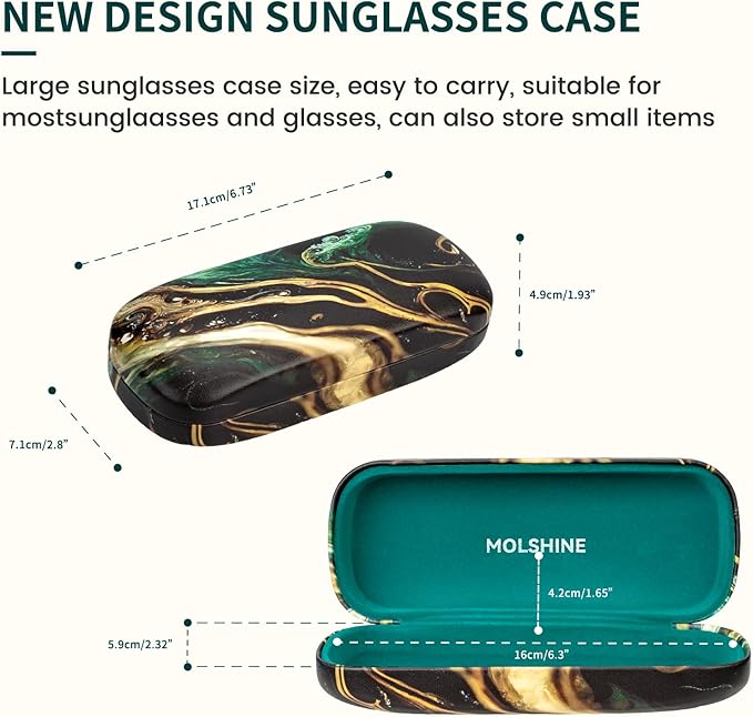 molshine Hard Shell Sunglasses Case, Classic Large Glasses Case for Women Men, Sunglass Eyeglasses