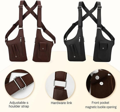 FANNING511 Double Shoulder Armpit Bag for Men Vest Bag Multi Pocket Underarm Pouch for Travel Outdoor Running cycling